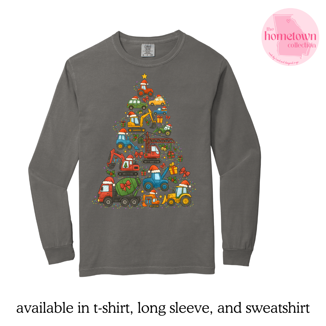 Tractors and Trucks Christmas Tree - Long Sleeve