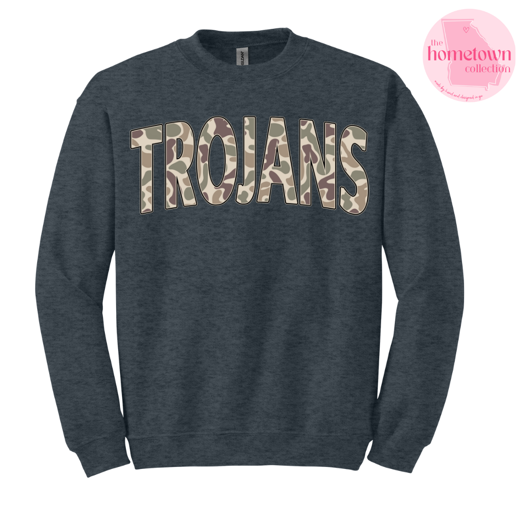 Trojans Old School Camo Crewneck