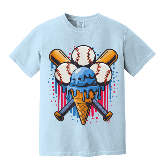 Red, White, and Blue Baseball Ice Cream Tee