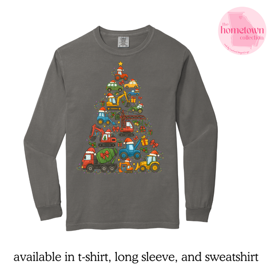 Tractors and Trucks Christmas Tree - Long Sleeve