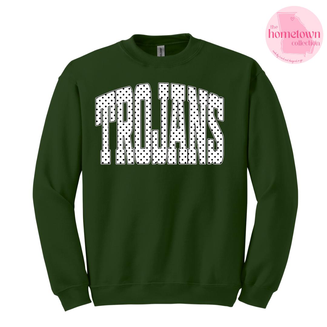 NEW! Polka Dot Trojans Crewneck